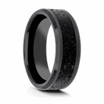 Black & Gray Lava Rock Stone Inlay Ring 