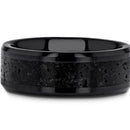 Black & Gray Lava Rock Stone Inlay Ring 