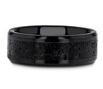 Black & Gray Lava Rock Stone Inlay Ring 