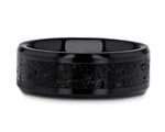 Black & Gray Lava Rock Stone Inlay Ring 