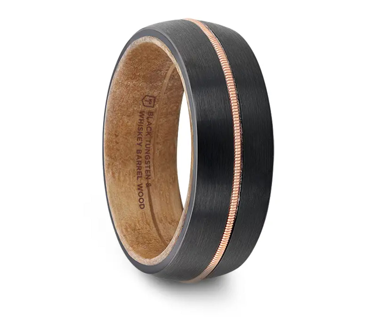 Black Tungsten with Brass Guitar String and Whiskey Barrel Inner Sleeve - Camo Ever After