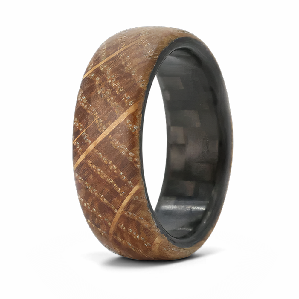 Whiskey Barrel Ring with Carbon Fiber Sleeve 