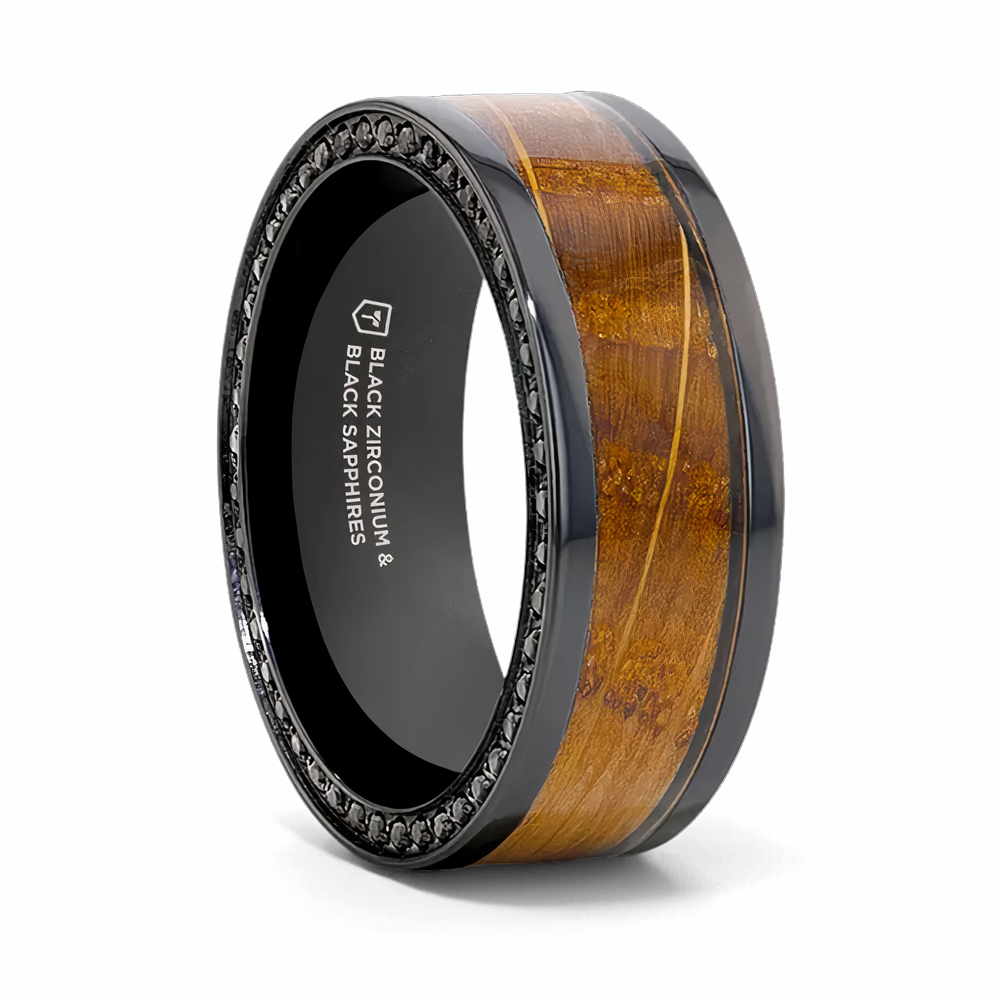 Whiskey Barrel and Black Sapphires Ring 