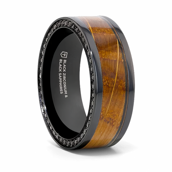Whiskey Barrel and Black Sapphires Ring 