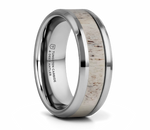 white antler tungsten ring