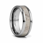 white antler tungsten ring