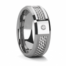 White Carbon Fiber and Inset Diamond - Tungsten 8mm 