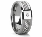 White Carbon Fiber and Inset Diamond - Tungsten 8mm 