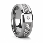 White Carbon Fiber and Inset Diamond - Tungsten 8mm 