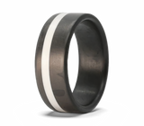 Carbon Fiber Thin White Line Ring 
