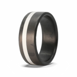 Carbon Fiber Thin White Line Ring 