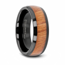 Carpathian Elm Wood Ring In Black Ceramic - 8mm 
