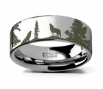 Wolves Ring Engraved Flat Tungsten - Camo Ever After