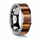 Zebra Wood Inlay Ring with Polished Edges & Flat Profile - Camo Ever After