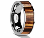 Zebra Wood Inlay Ring with Polished Edges & Flat Profile - Camo Ever After