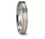 Brushed Tungsten Ring with Rose Gold Plated Groove 