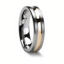 Brushed Tungsten Ring with Rose Gold Plated Groove 