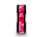 Black Ceramic Ring with Pink and White Camo Inlay 