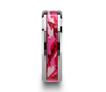 Pink Military Style Camo Ring in Tungsten 