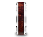 Red Wood Inlay Ring - Beveled Tungsten 8mm 