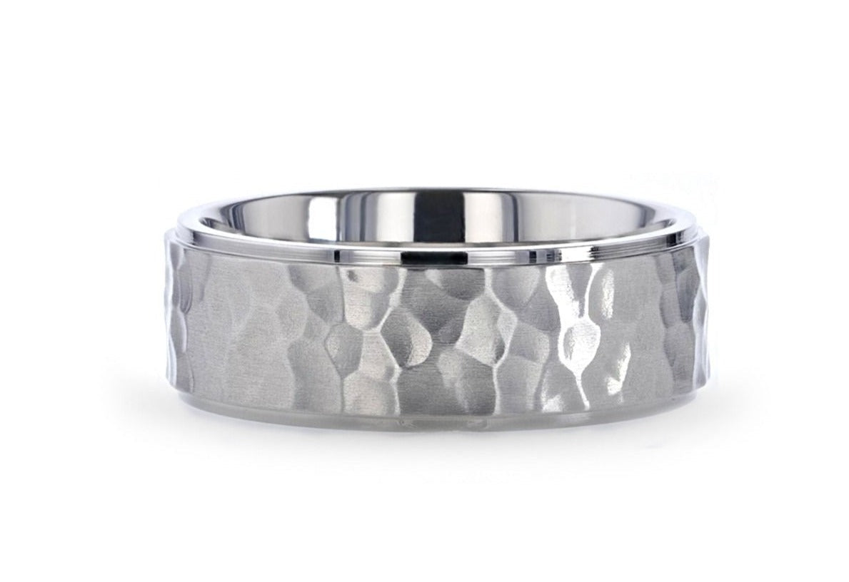 Titanium Raised Hammered Finish Ring 8mm 