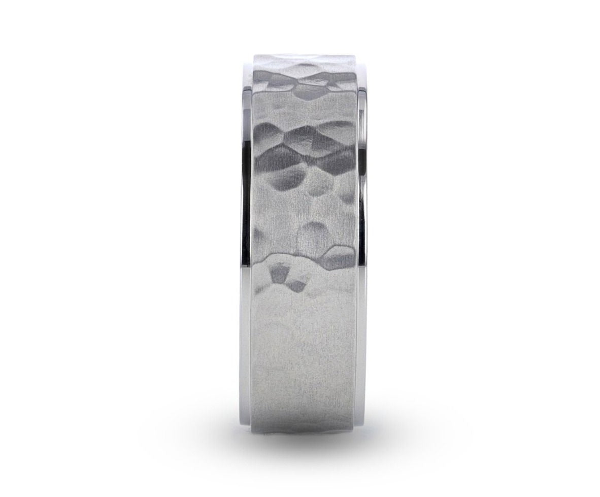 Titanium Raised Hammered Finish Ring 8mm 
