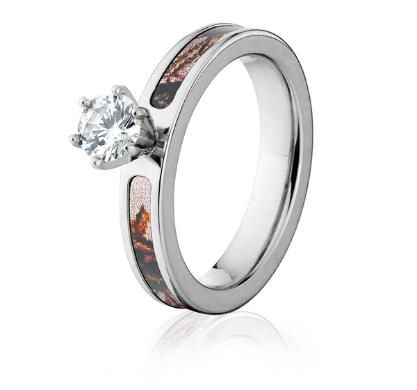 Mossy Oak Pink Camo Engagement Ring - 4mm - Camo Ever After