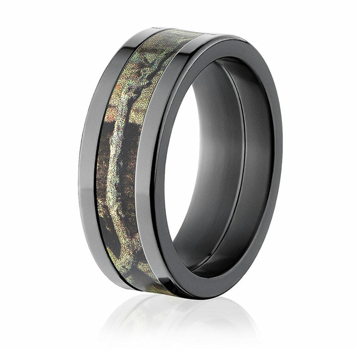 Mossy Oak Break Up Infinity Black Camo Ring - Pick Width - Camo Ever After