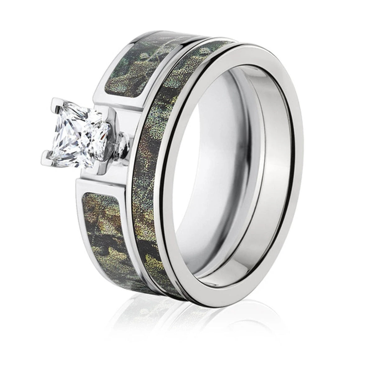 Realtree Timber Camo Ring Bridal Set for Her - Camo Ever After