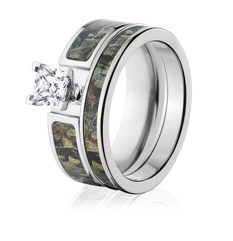 Cobalt Chrome Camo Wedding Ring with Diamonds — Unique Titanium Wedding  Rings