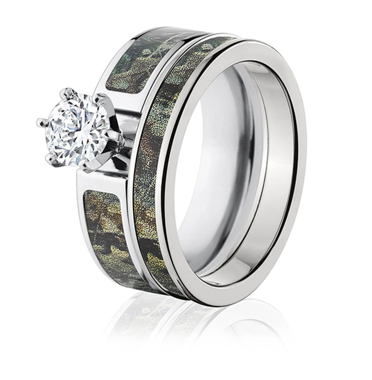 Realtree Timber Camo Ring Bridal Set for Her - Camo Ever After