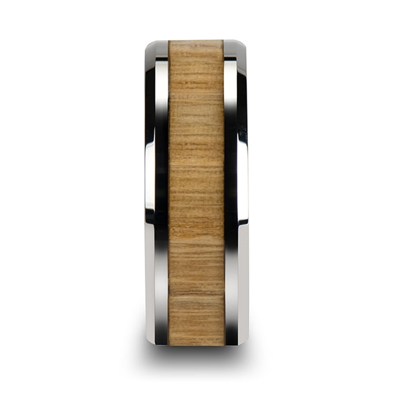 Ash Wood Inlay Ring - Front Shot