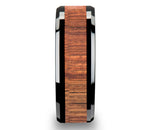 Koa Wood Inlay Ring in Beveled Black Ceramic 