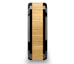 Ash Wood Inlay Ring in Black Ceramic 