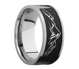 Mountain Scene Ring with Trees - 9mm Titanium 