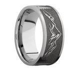 Mountain Scene Ring with Trees - 9mm Titanium 