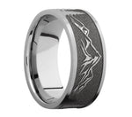 Mountain Scene Ring with Trees - 9mm Titanium 