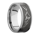 Mountain Scene Ring with Trees  Gray Background