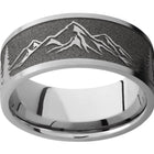 Mountain Scene Ring with Trees - 9mm Titanium 