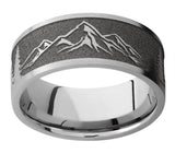 Mountain Scene Ring with Trees - 9mm Titanium 