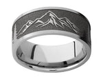 Mountain Scene Ring with Trees - 9mm Titanium 