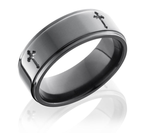 christian rings for men black zirconium with crosses