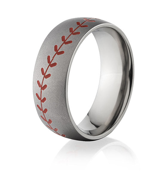 Baseball Wedding Ring Brush Finish