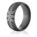 Black Basketball Wedding Ring Textured