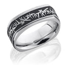 Laser Carved Deer Antlers Square Wedding Band - Camo Ever After