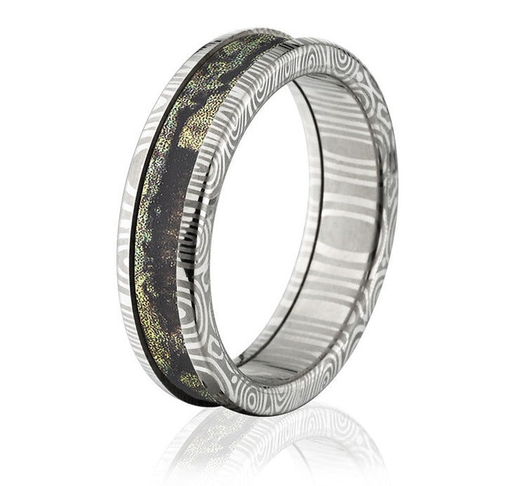 Damascus Steel Camo Ring 6mm