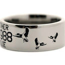 Duck Band Wedding Ring with Laser Carved Ducks 