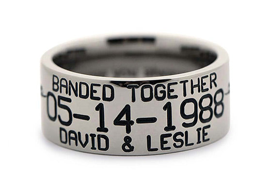 Duck Band Wedding Ring with Laser Carved Ducks 