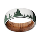 Green Tree Line Ring with Koa Wood Sleeve 