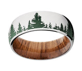 Green Tree Line Ring with Koa Wood Sleeve 